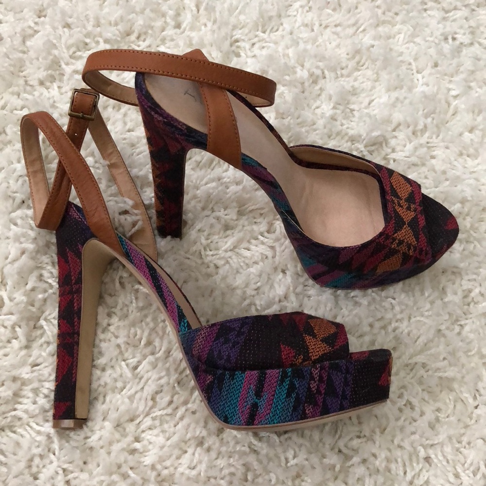 ALDO tribal print platform heels